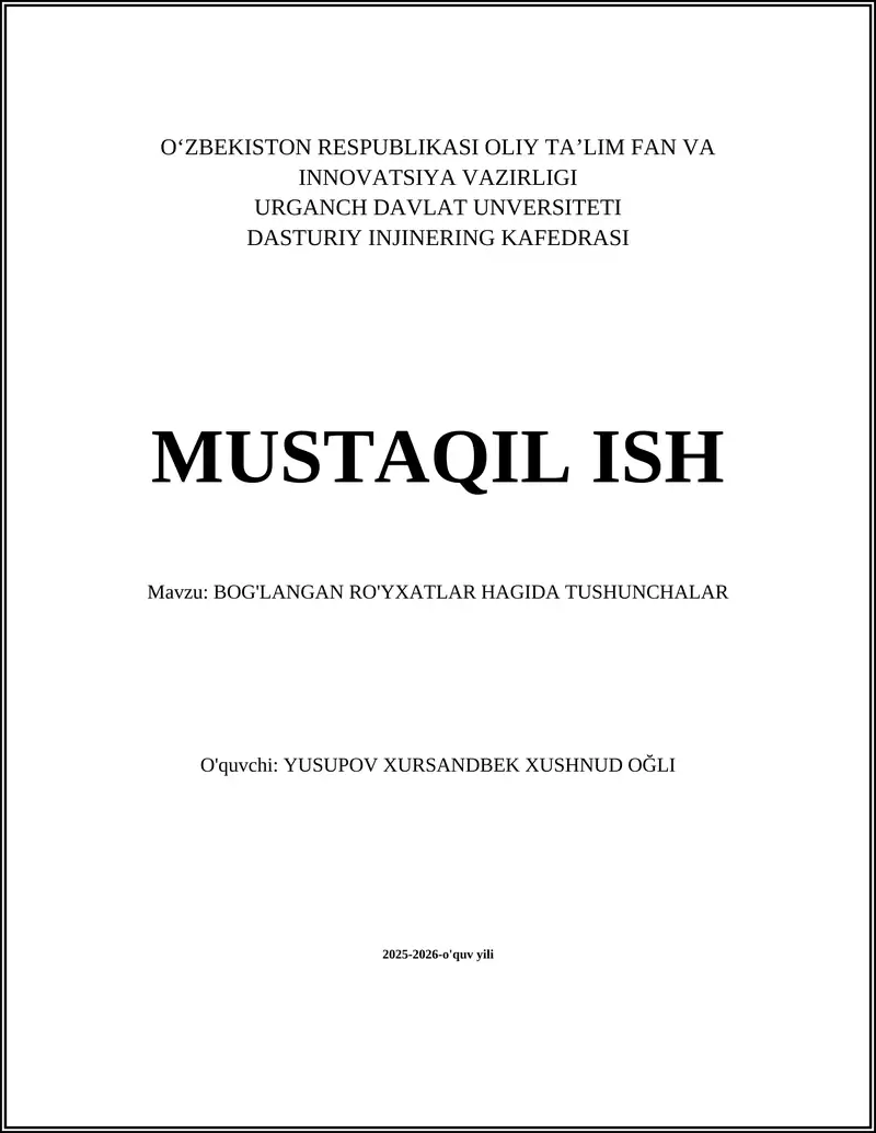 BOG'LANGAN RO'YXATLAR HAGIDA TUSHUNCHALAR