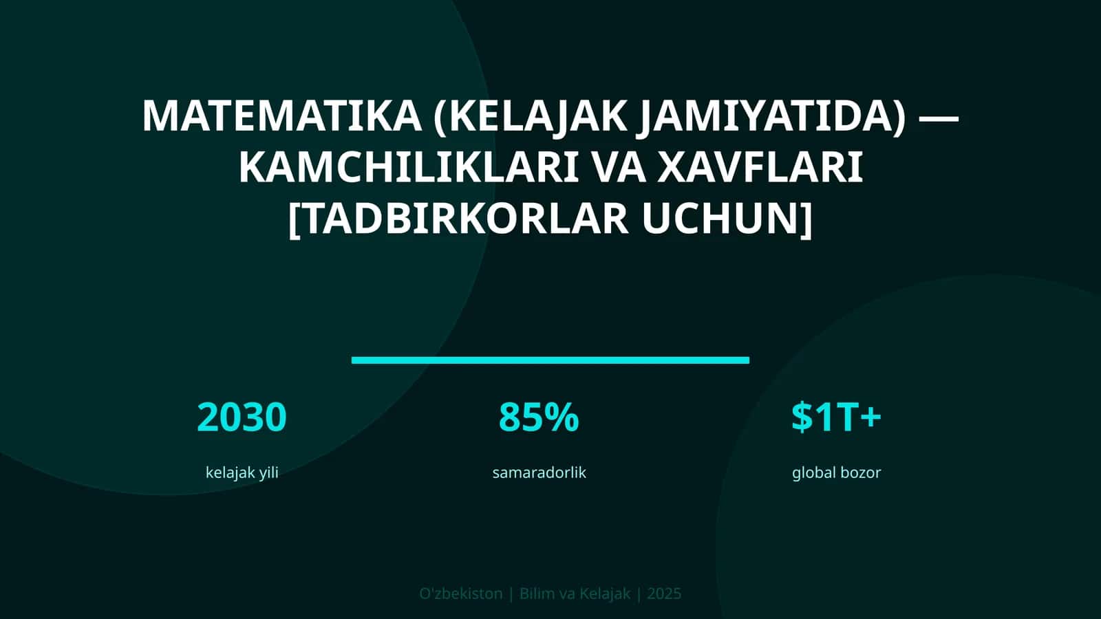 Matematika (kelajak jamiyatida) — kamchiliklari va xavflari [tadbirkorlar uchun]