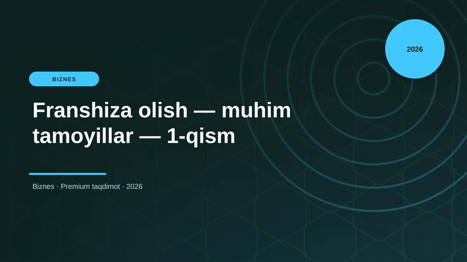 Franshiza olish — muhim tamoyillar — 1-qism