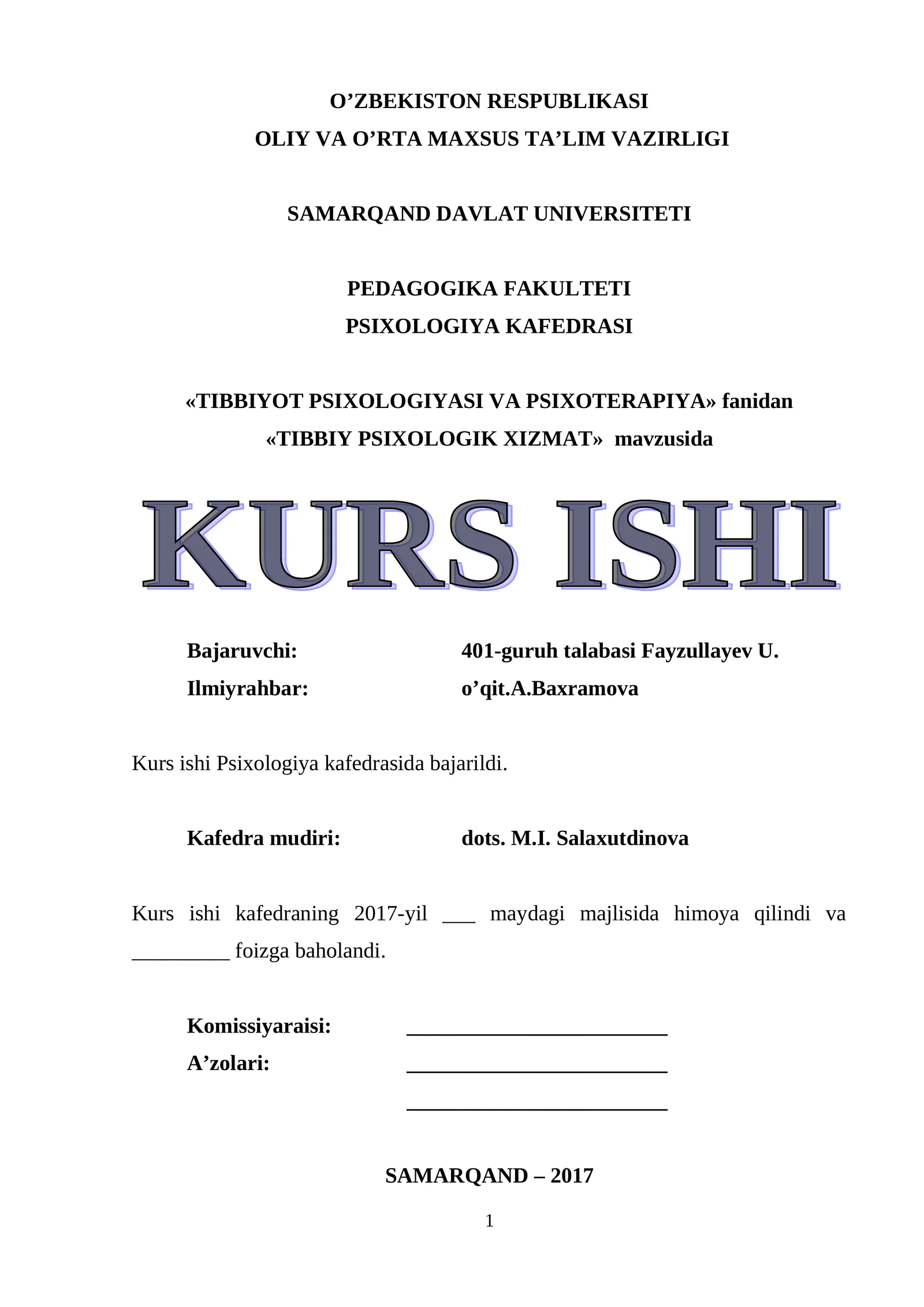 Tibbiy psixologik xizmat