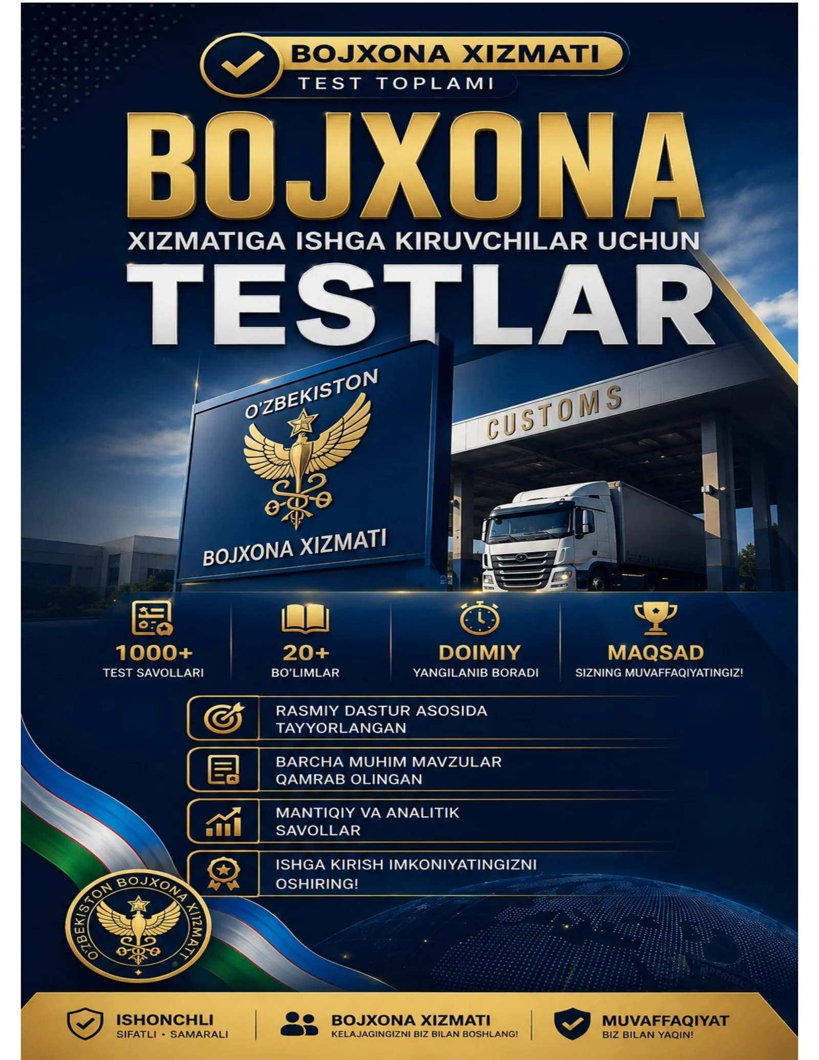 Bojxona akademiyasi 175 ta test
