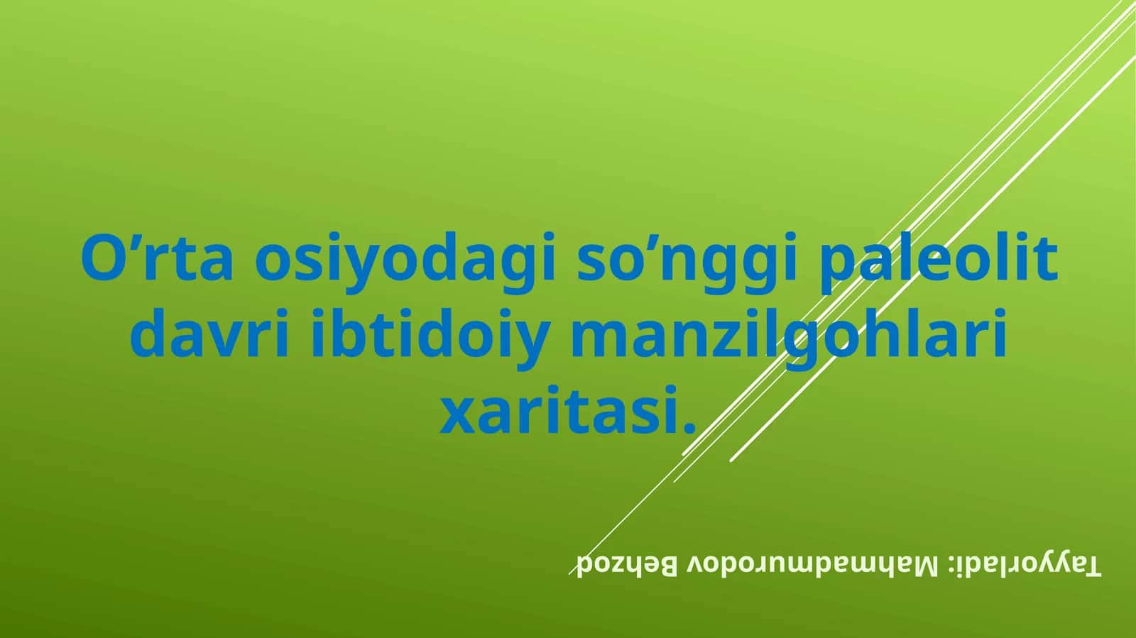 O’rta osiyodagi so’nggi paleolit davri ibtidoiy manzilgohlari xaritasi