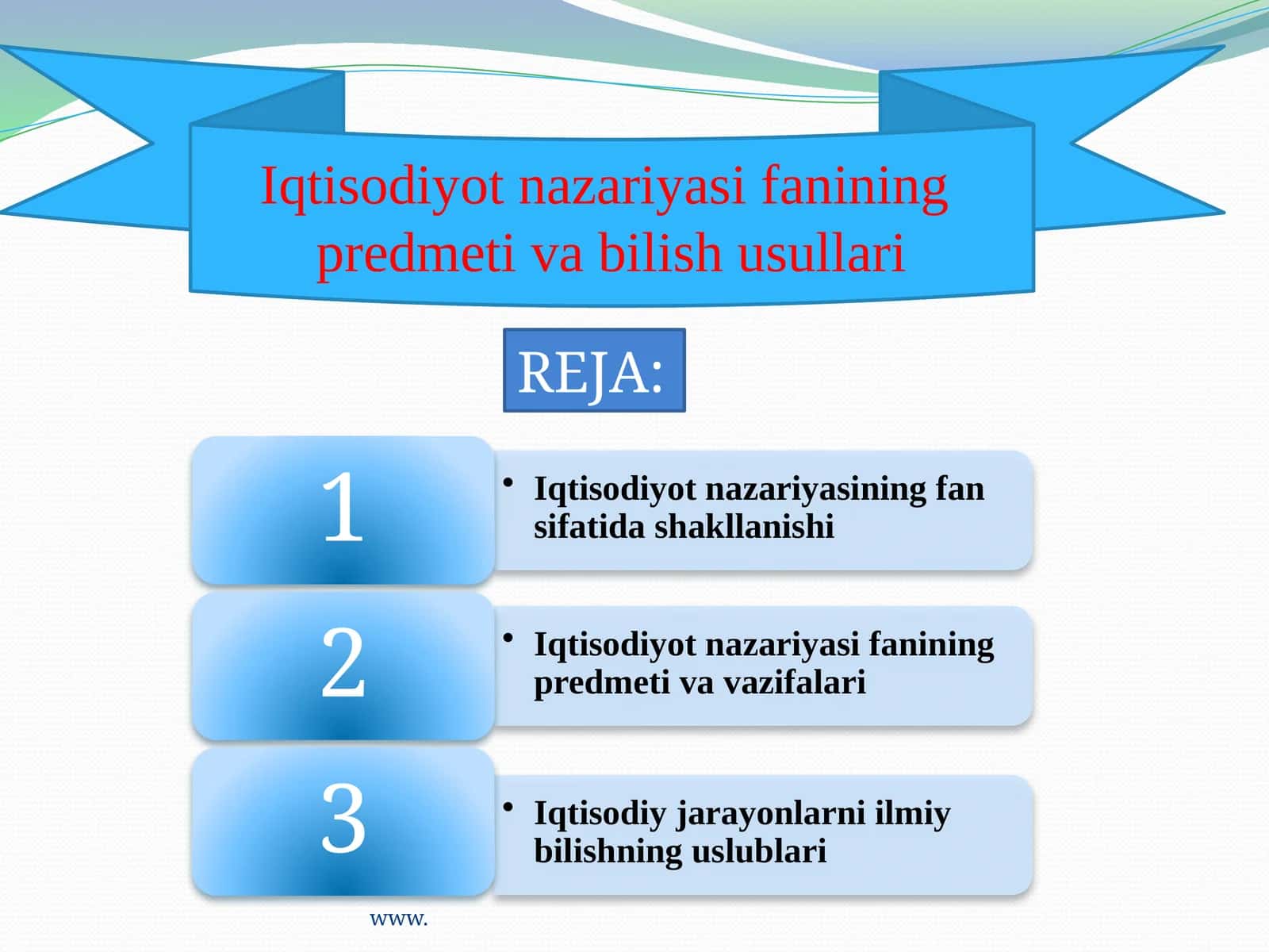 Iqtisodiyot Nariyasi Fanining Predmeti va Bilish Usullari