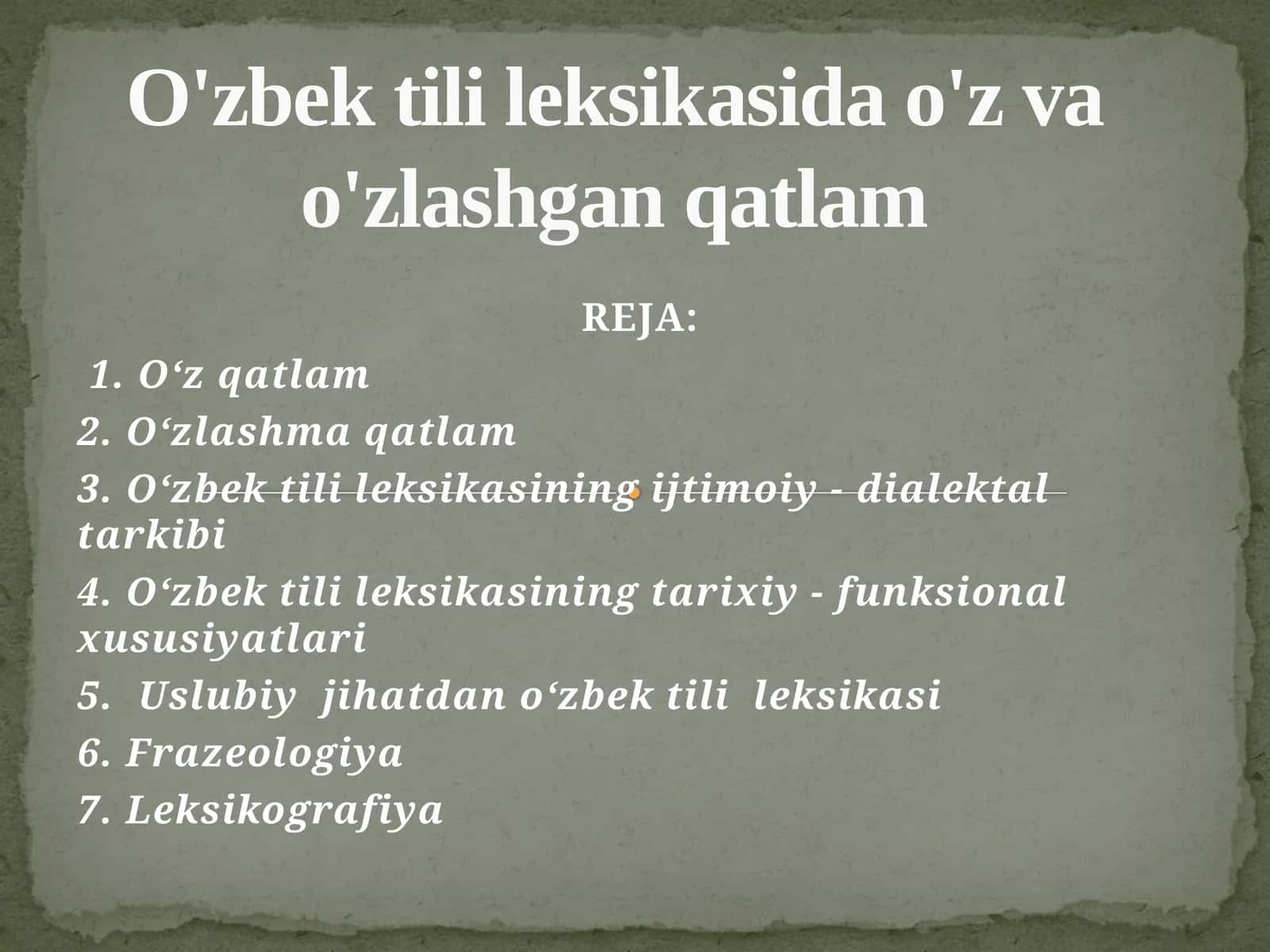 O‘zbektili leksikasi