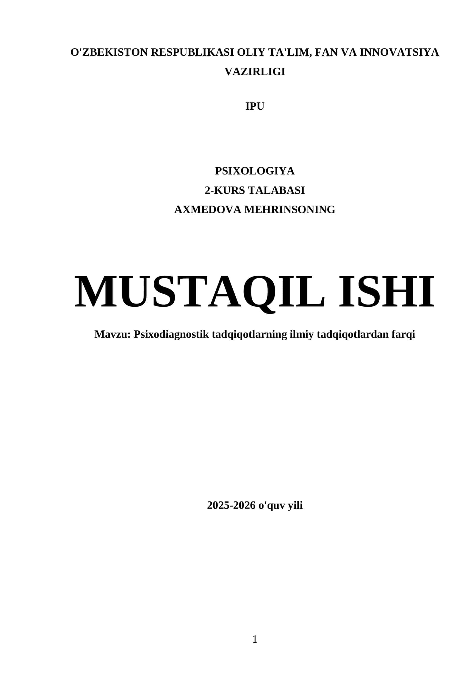 Psixodiagnostik tadqiqotlarning ilmiy tadqiqotlardan farqi