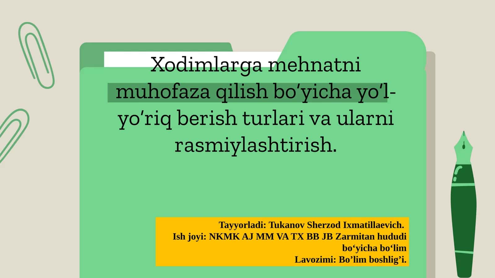 Mehnatni muhofaza qilish
