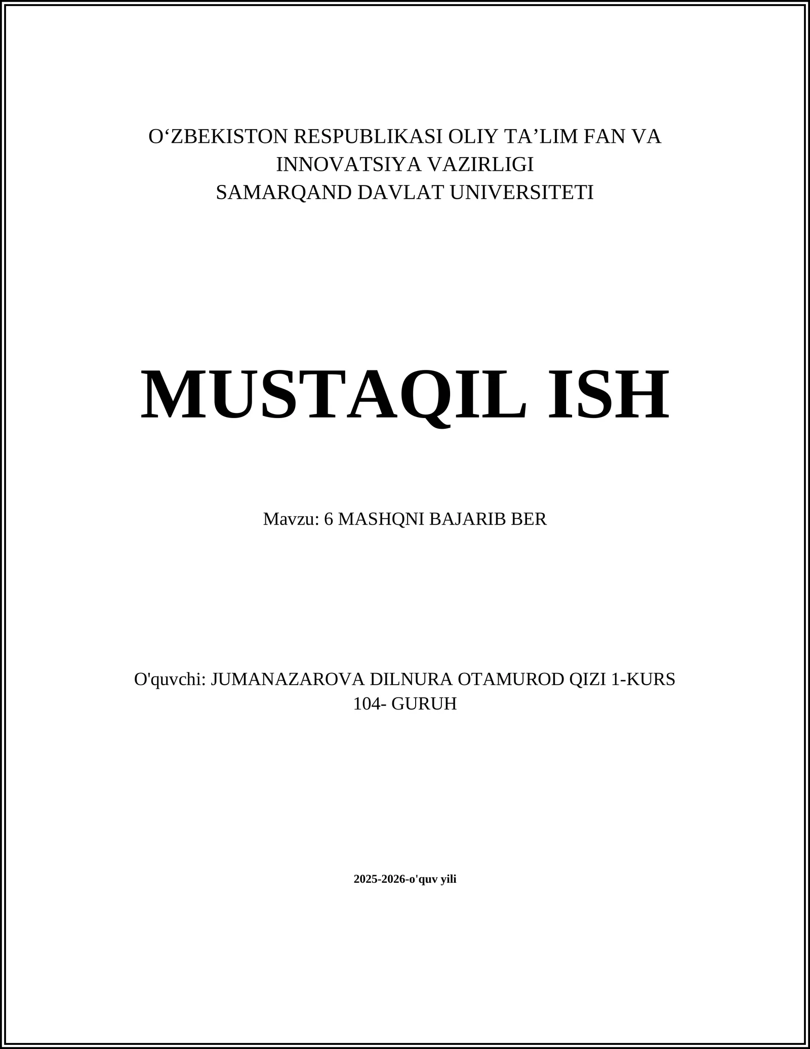 6-mashqni bajarib ber