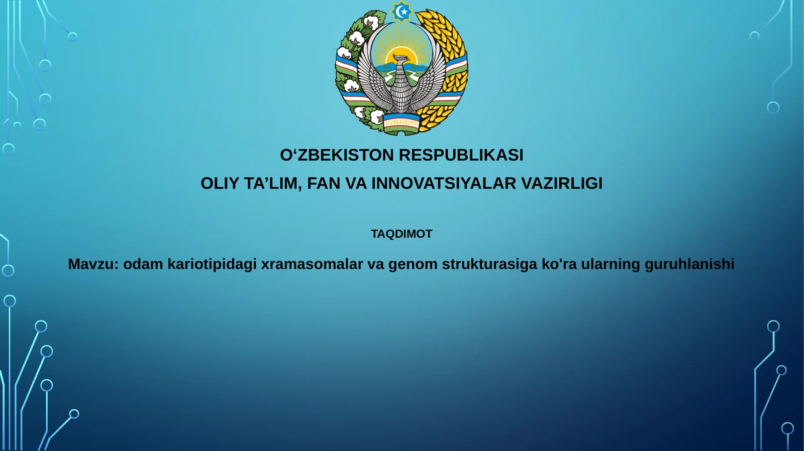 odam kariotipidagi xromosomalar va genom strukturasiga ko'ra ularning guruhlanishi