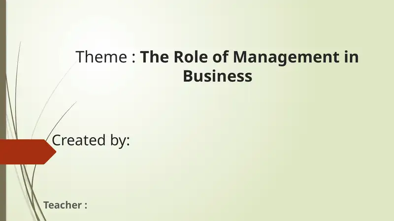 The Role of Management in Business