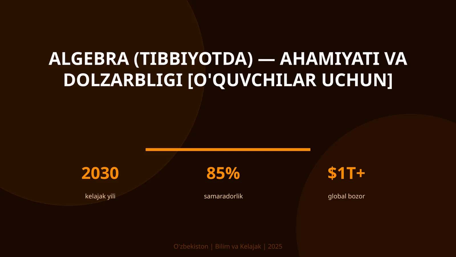 Algebra (tibbiyotda) — ahamiyati va dolzarbligi [o'quvchilar uchun]