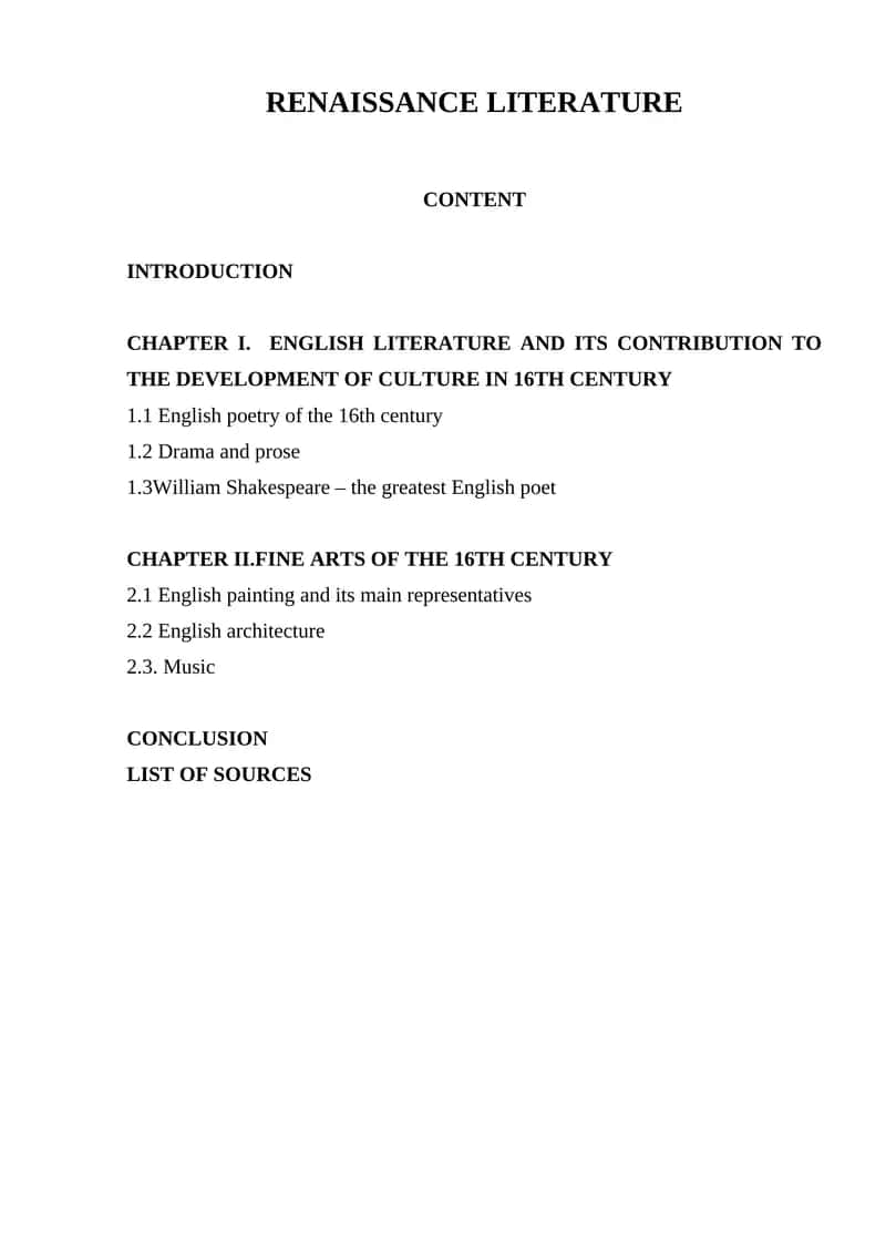 RENAISSANCE LITERATURE