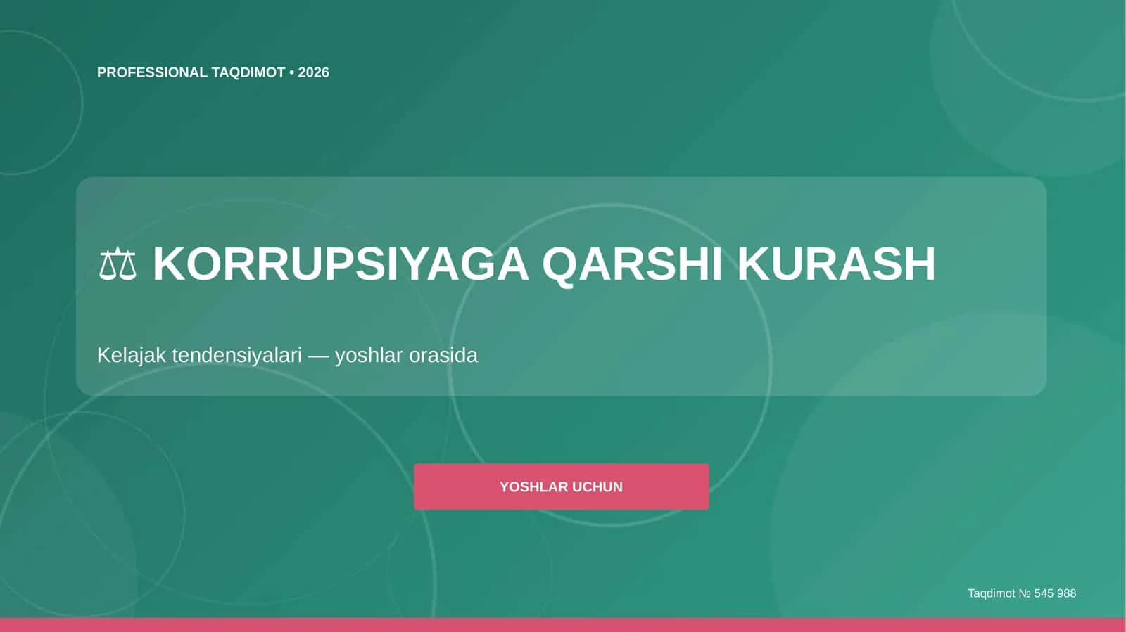 Korrupsiyaga qarshi kurash: kelajak tendensiyalari (yoshlar orasida) [yoshlar uchun]