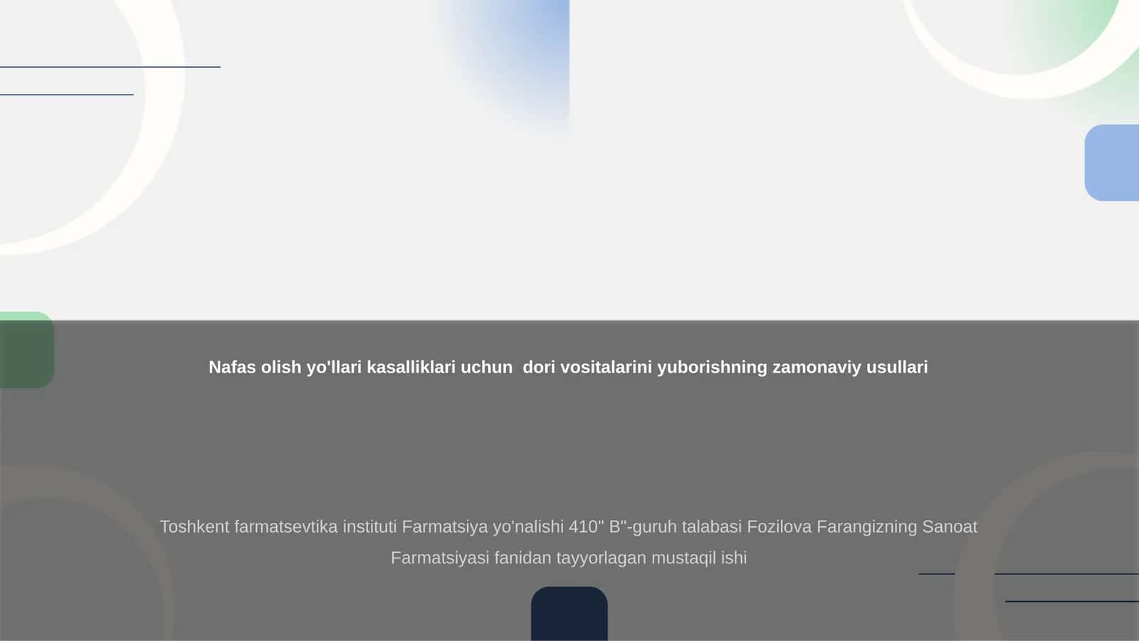 Nafas olish yo'llari kasalliklari uchun dori vositalarini yuborishning zamonaviy usullari