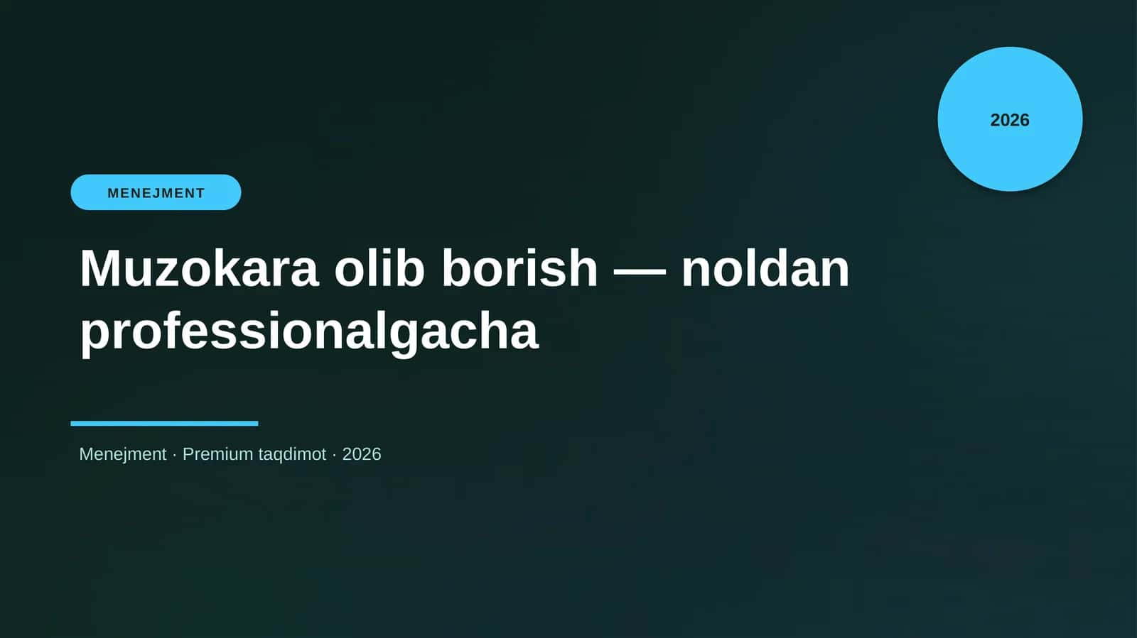 Muzokara olib borish — noldan professionalgacha