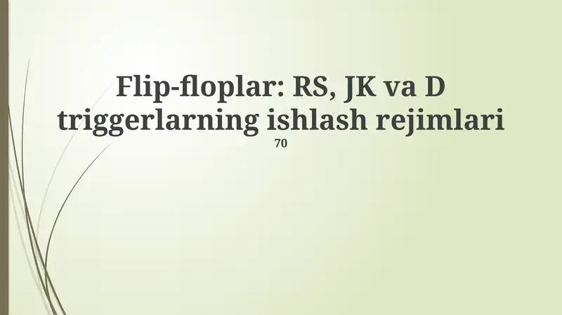 RS, JK va D triggerlarning ishlash rejimlari