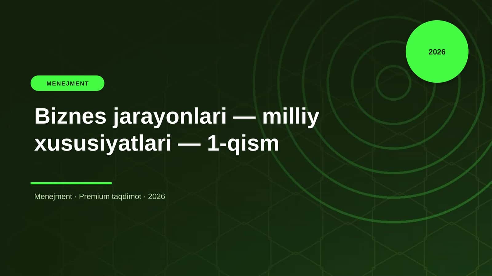Biznes jarayonlari — milliy xususiyatlari — 1-qism