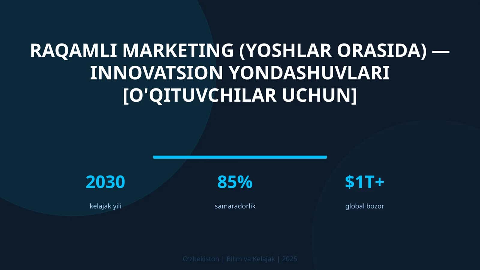 Raqamli marketing (Yoshlar orasida) - Innovatsion Yondashuvlari [O'qituvchilar uchun]