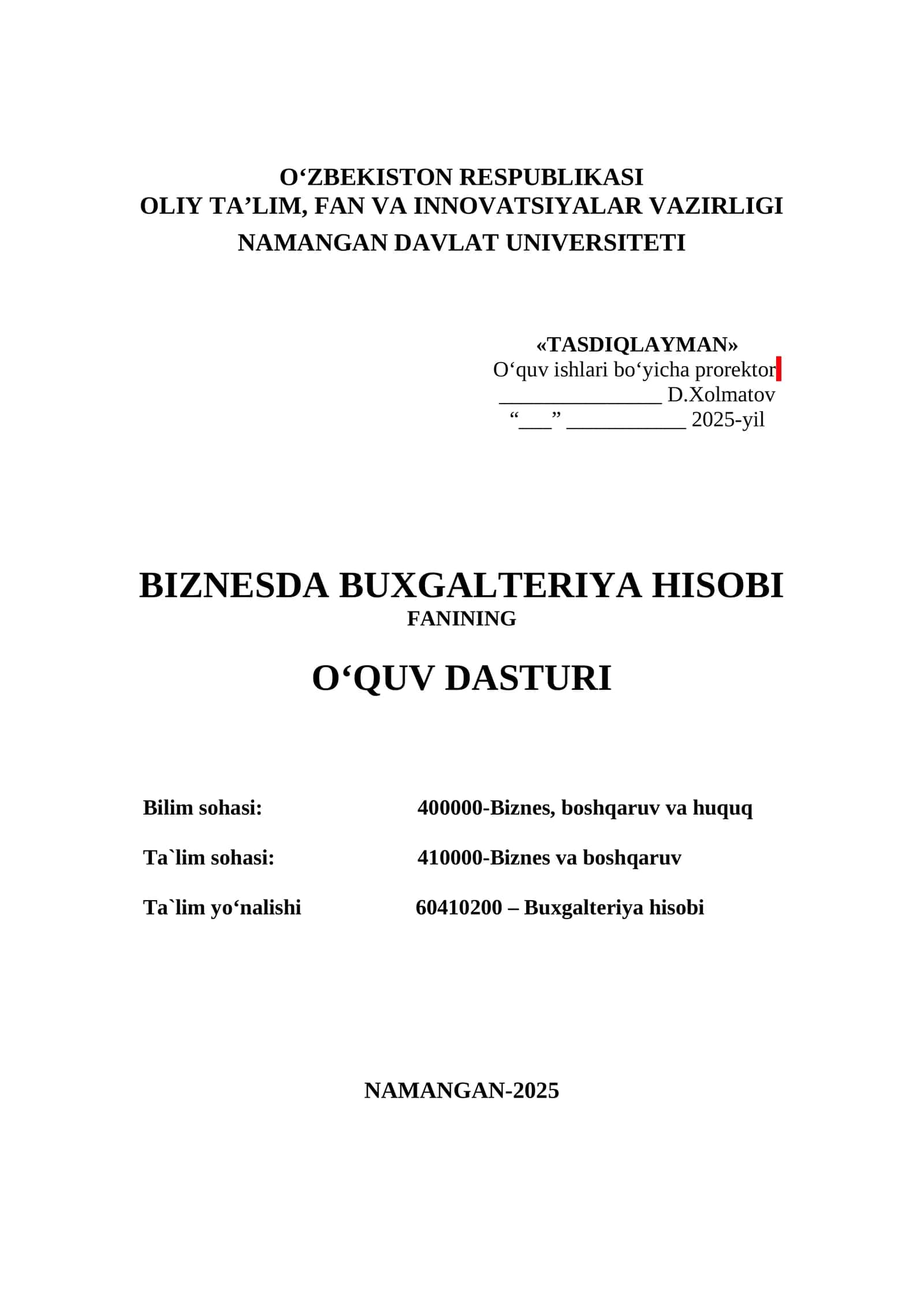 Biznesda buxgalteriya hisobi