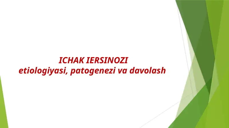 Ichak Iersinozi etiologiyasi, patogenezi va davolash