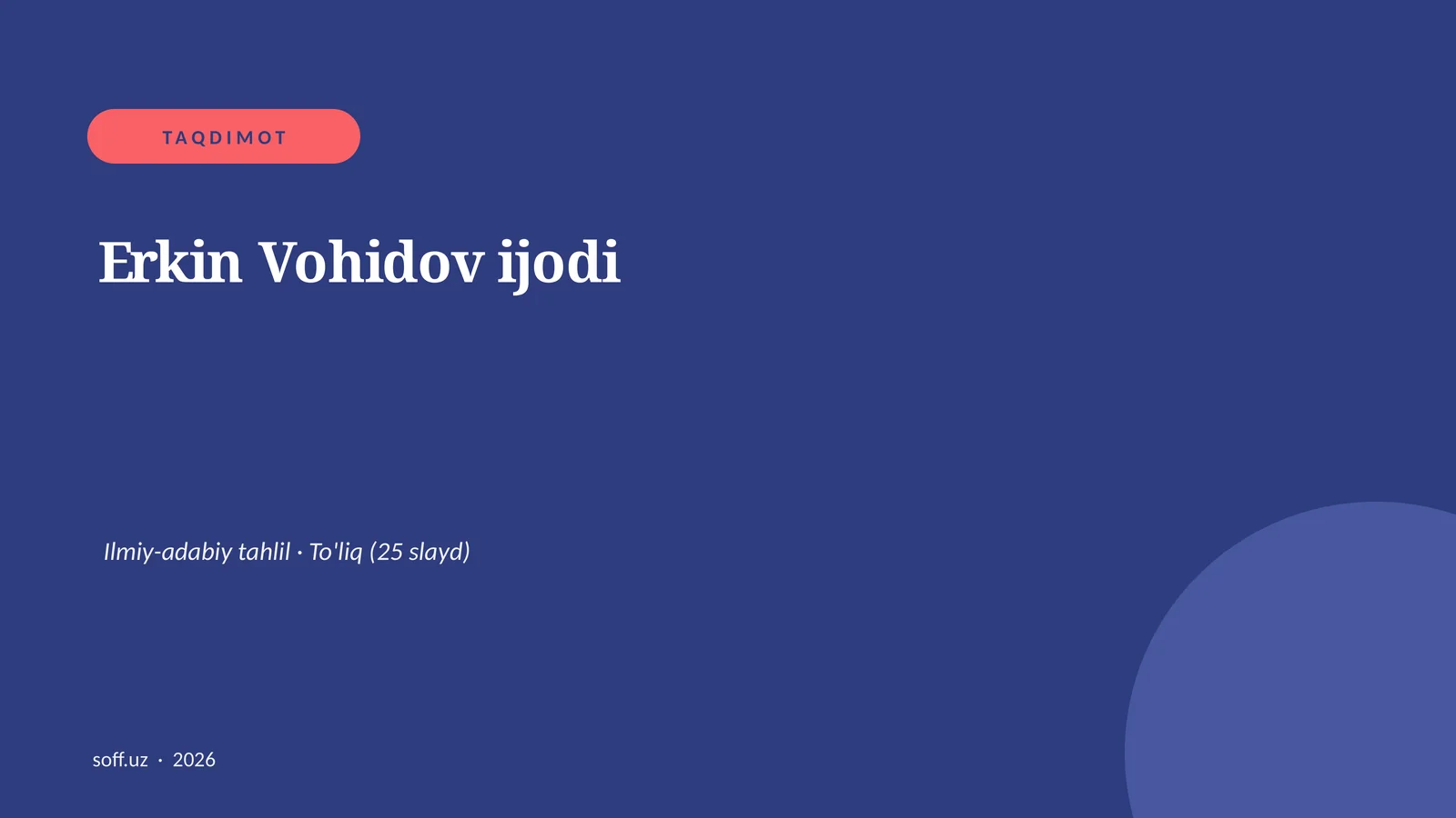 Erkin Vohidov ijodi