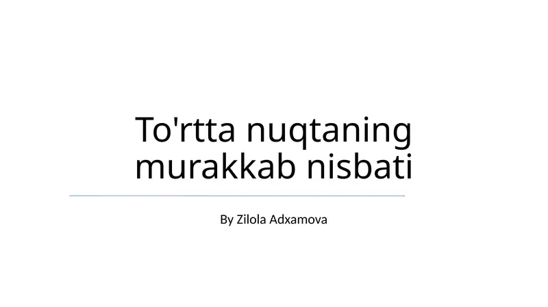 Proyektiv Geometriya Qo'llanmalari