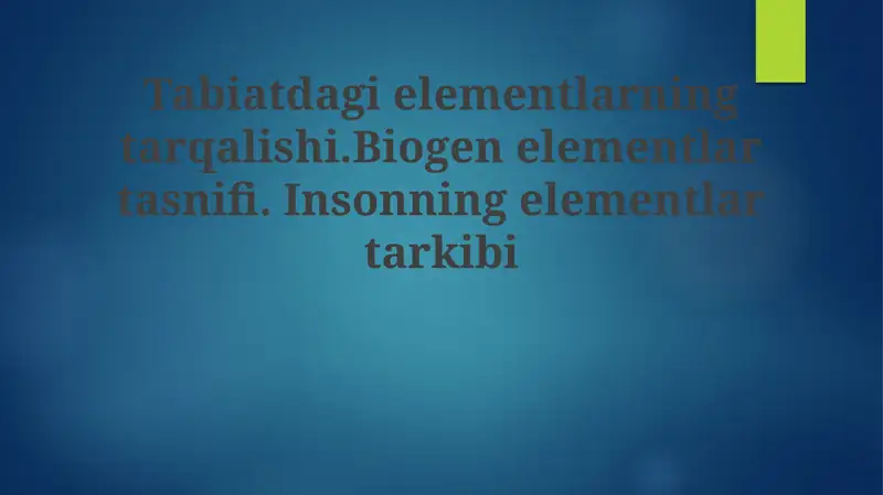 Tabiatdagi Elementlar