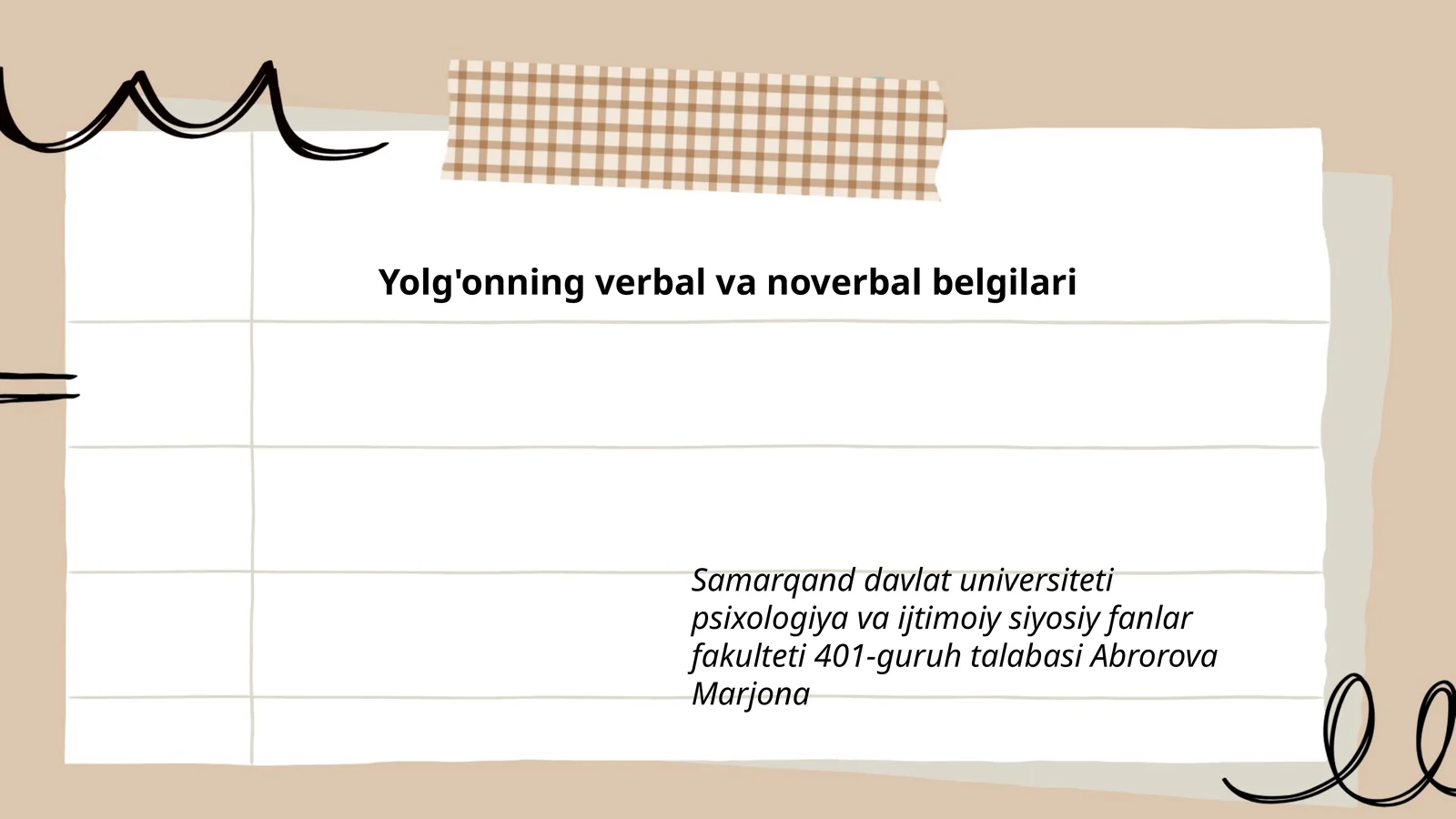 Yolg'onning verbal va noverbal belgilari