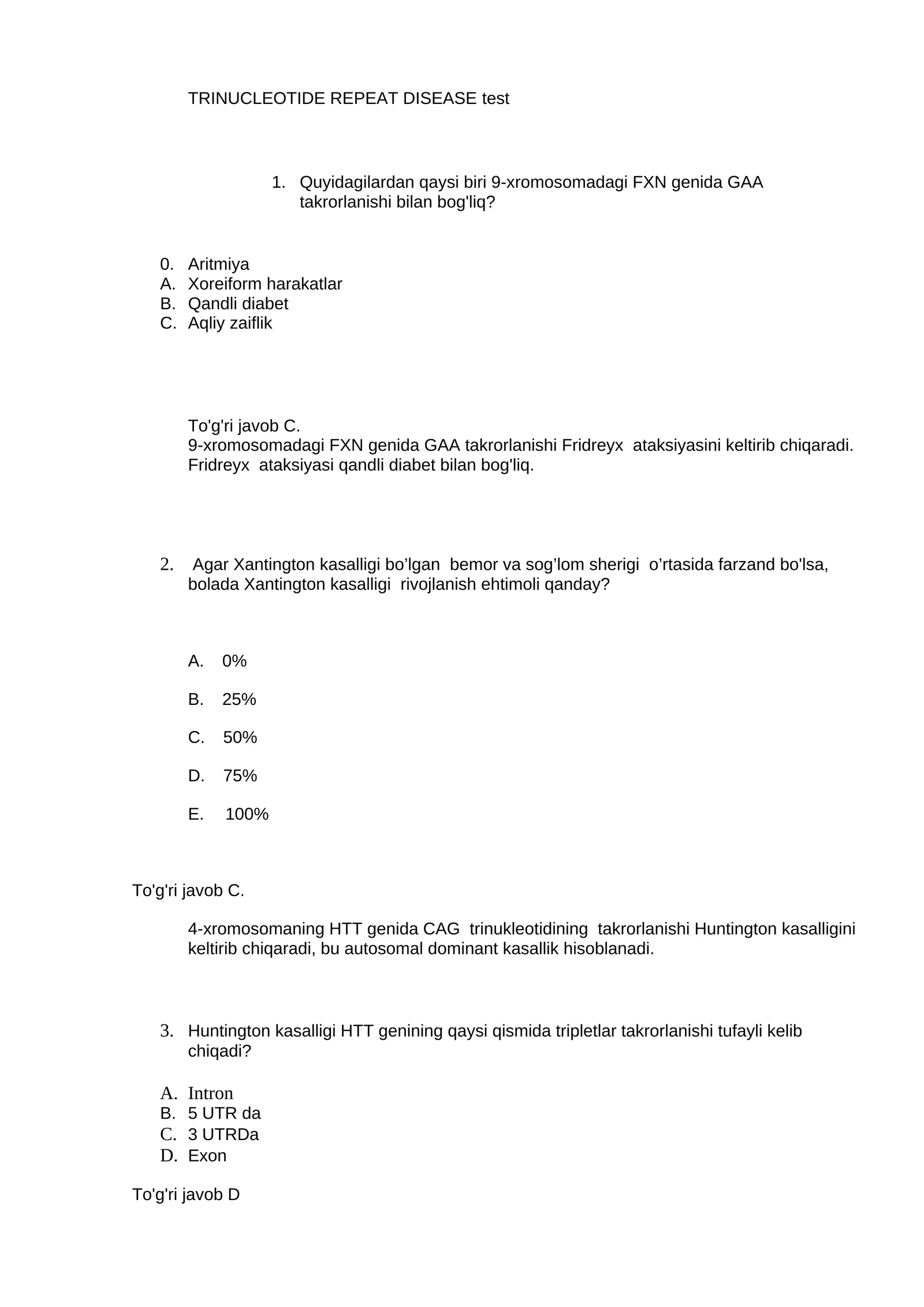TRINUCLEOTIDE REPEAT DISEASE test