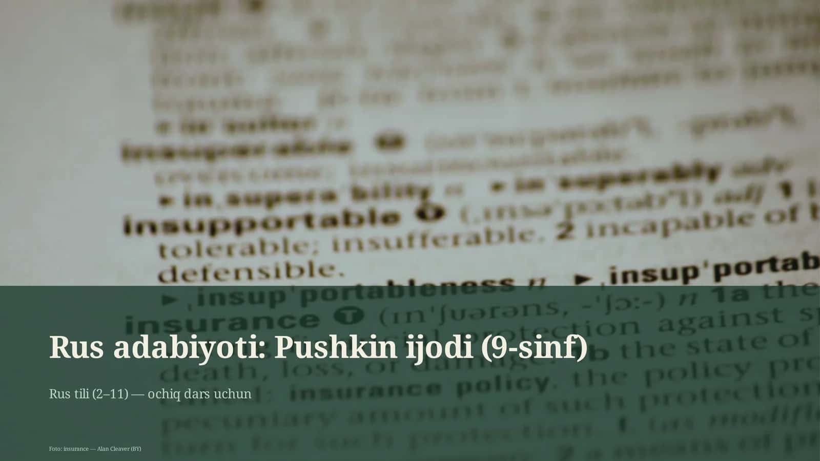 Rus adabiyoti: Pushkin ijodi (9-sinf)