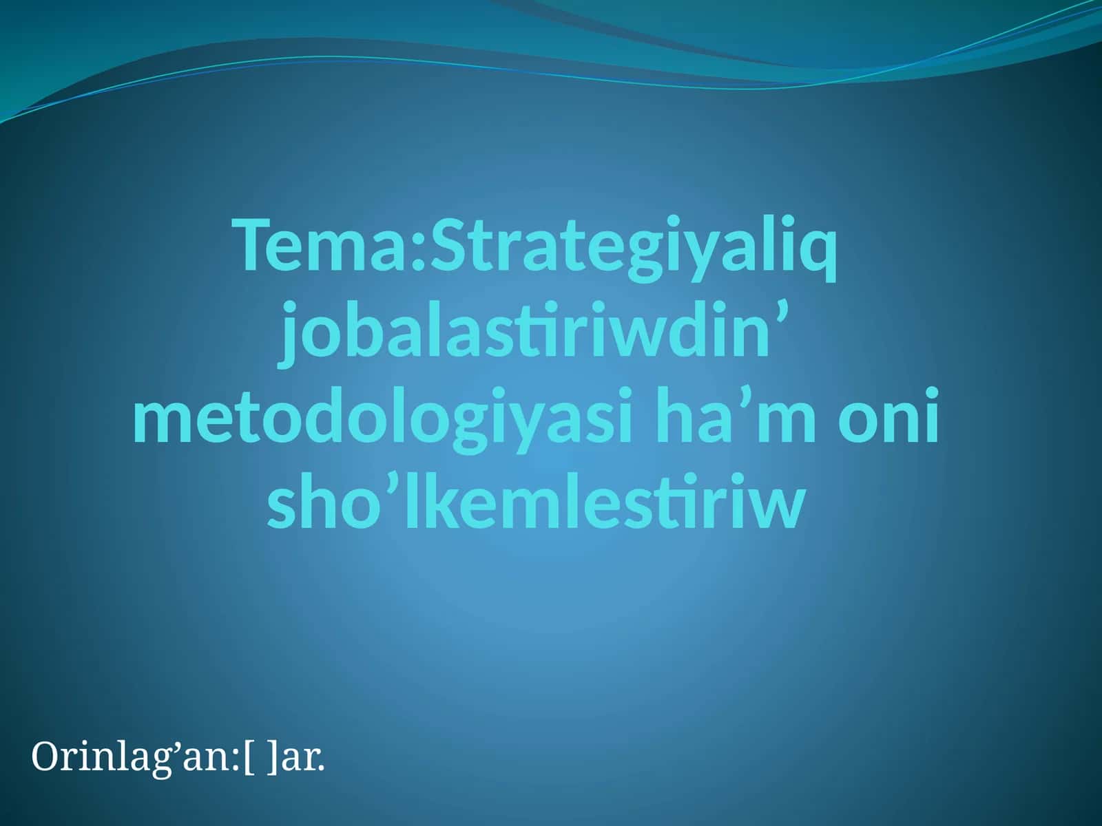 Strategik Rejalestiriw Metodologiyasi