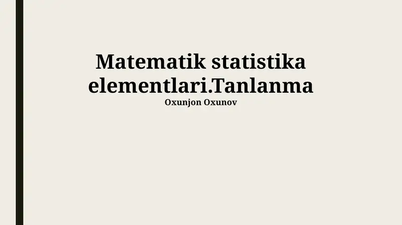 Namuna olish tushunchasi
