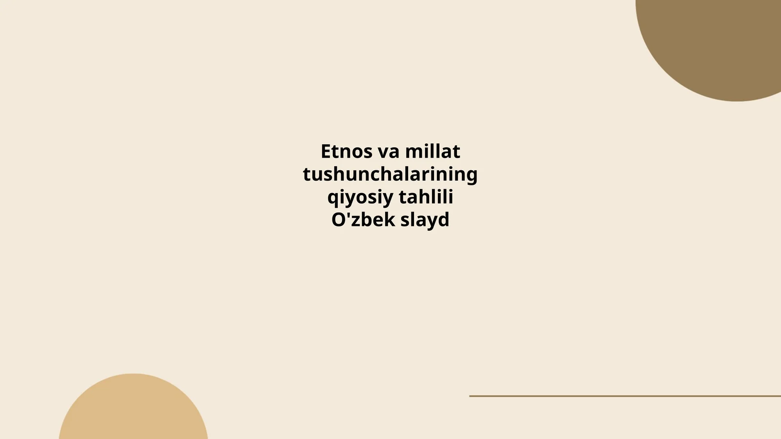 Etnos va millat tushunchalarining qiyosiy tahlili O'zbek slayd