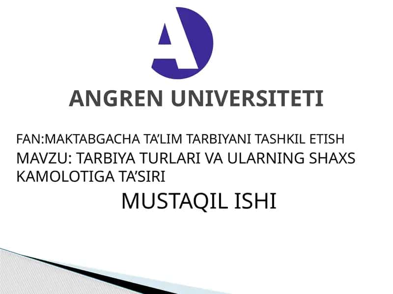 FAN:MAKTABGACHA TA’LIM TARBIYANI TASHKIL ETISH
