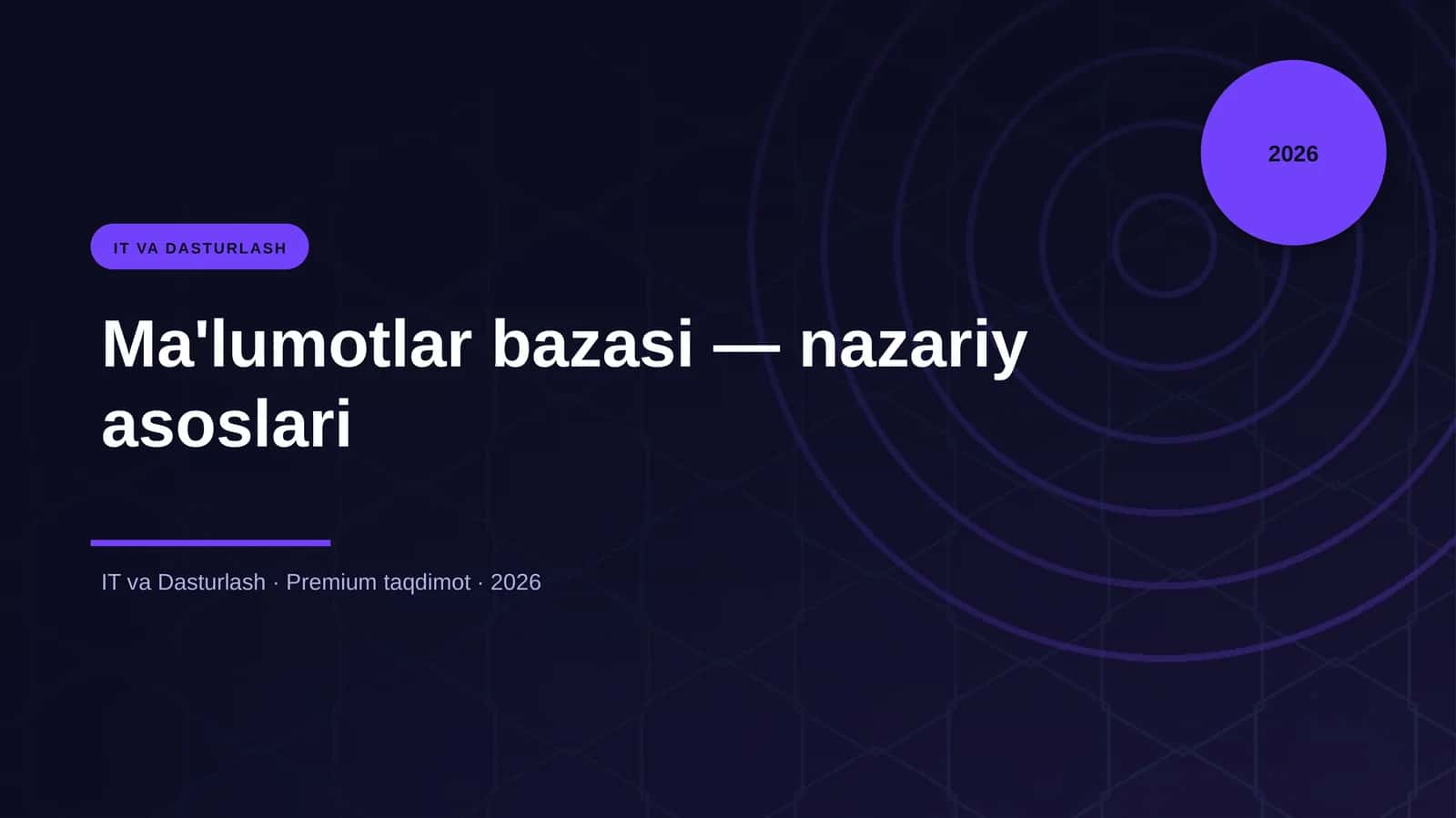 Ma'lumotlar bazasi — nazariy asoslari