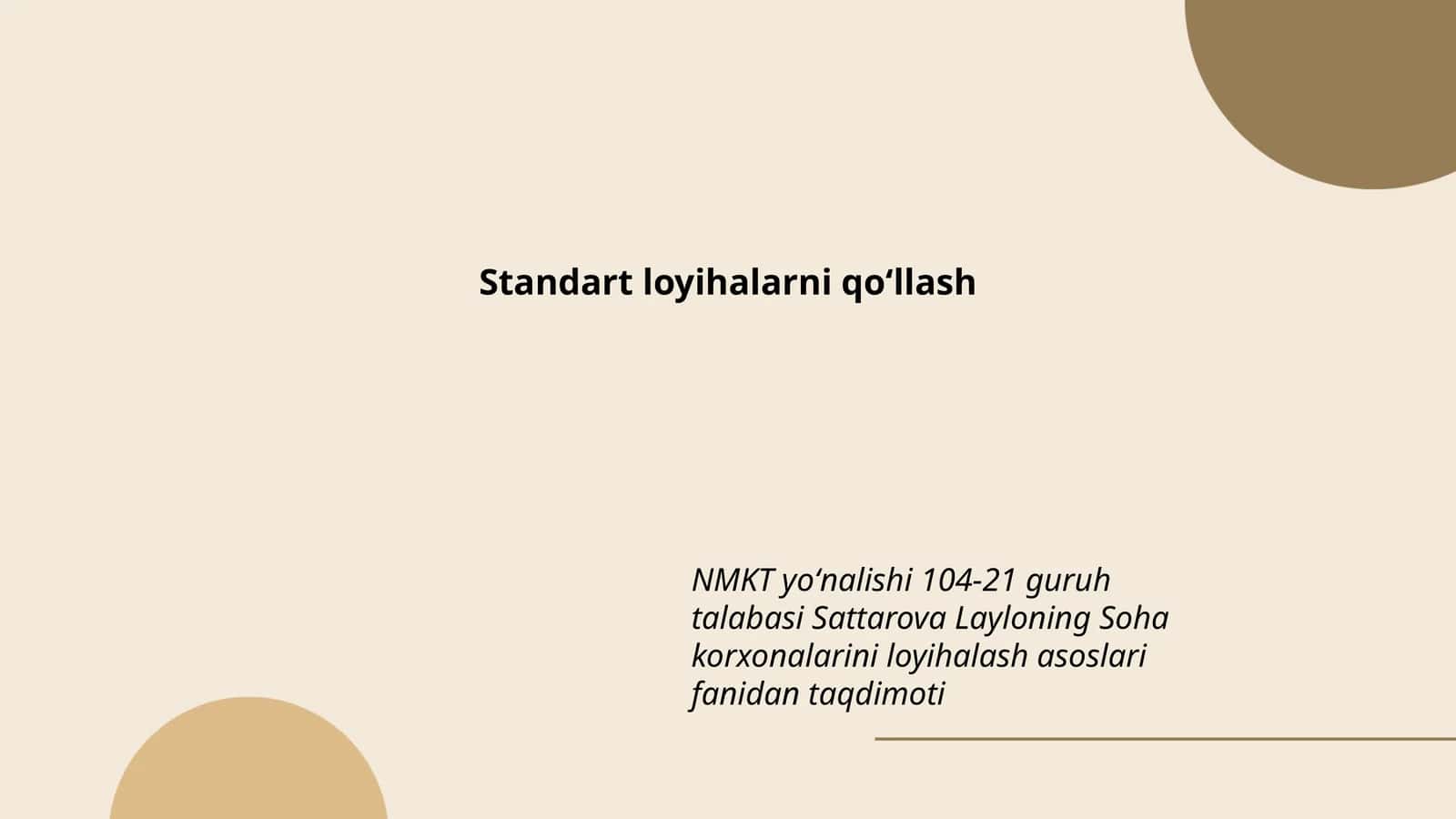 Reja: Standart loyiha metodologiyasi va loyiha boshqaruvining asoslari