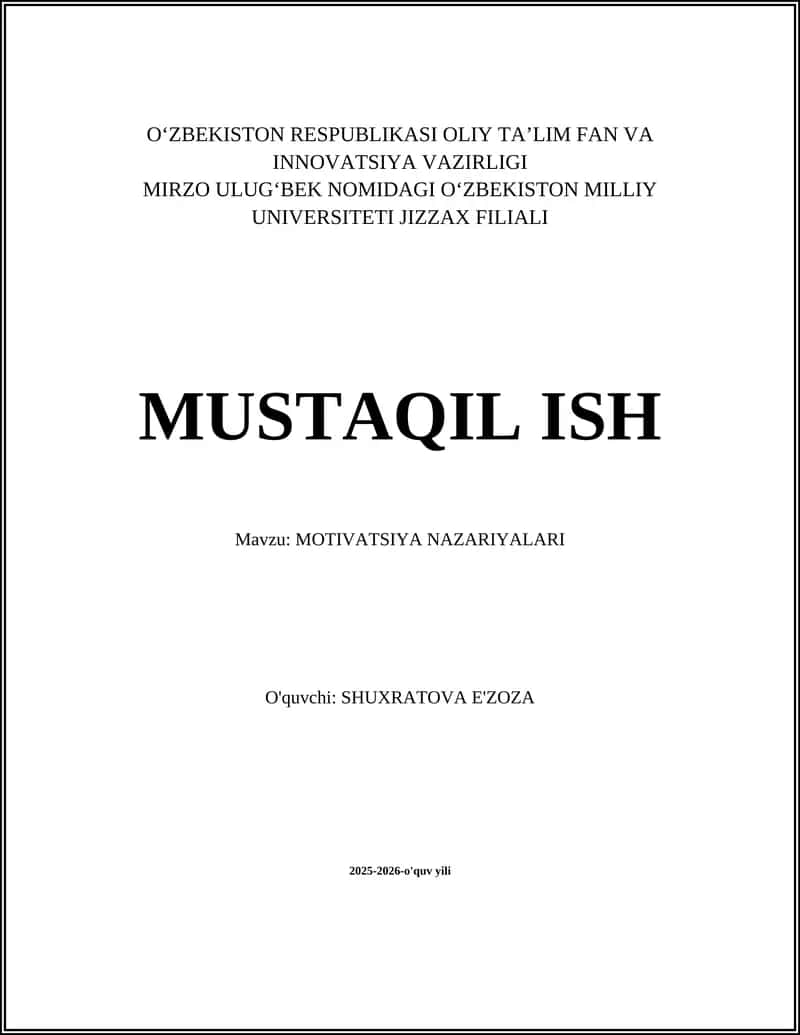 MOTIVATSIYA NAZARIYALARI