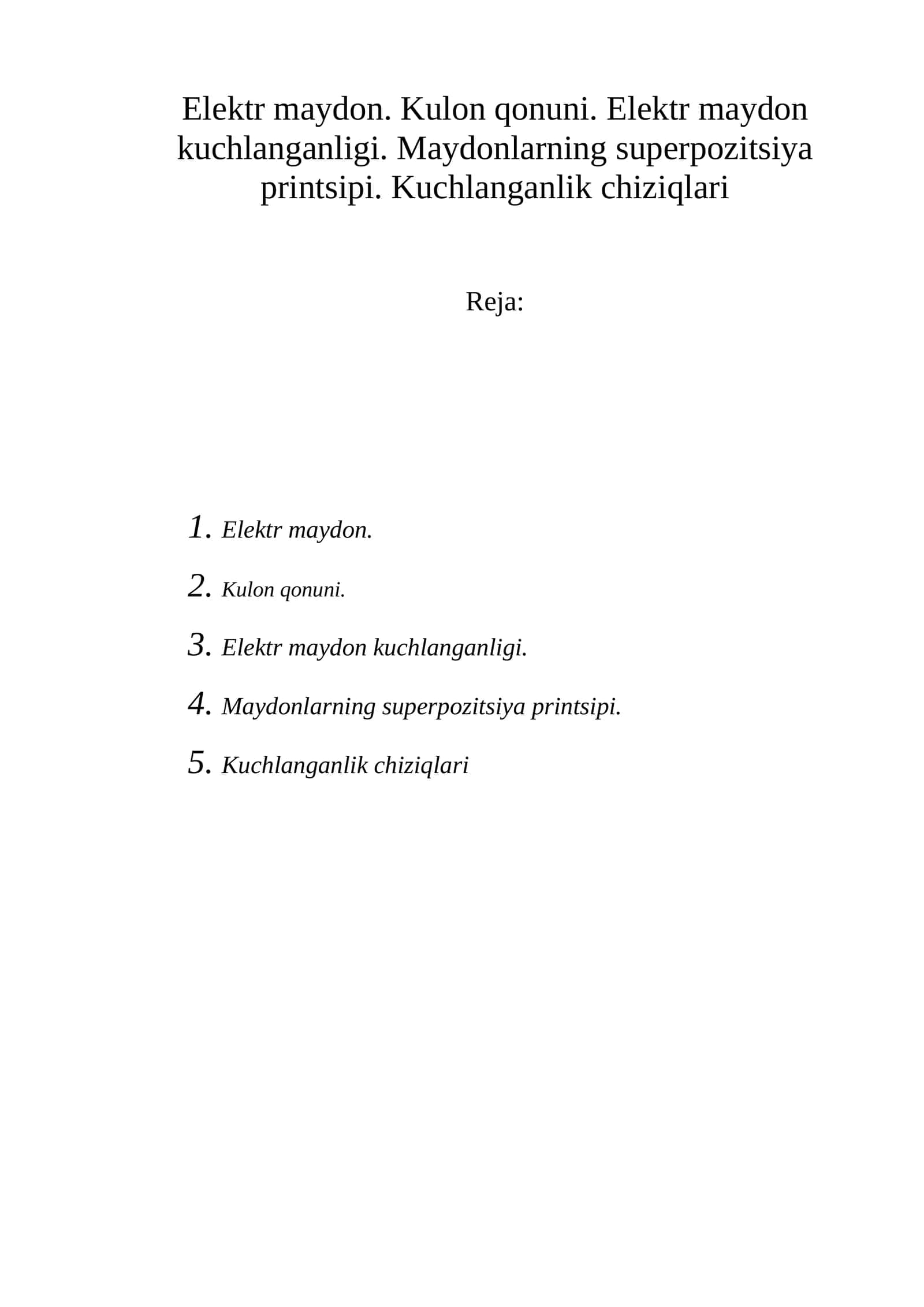 Elеktr Maydon va Kuchlanish