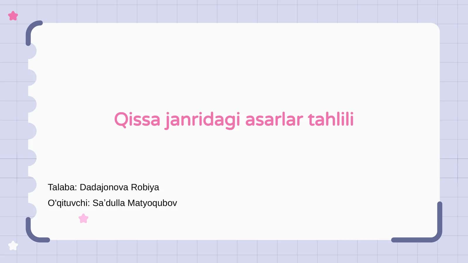 Qissa janridagi asarlar tahlili
