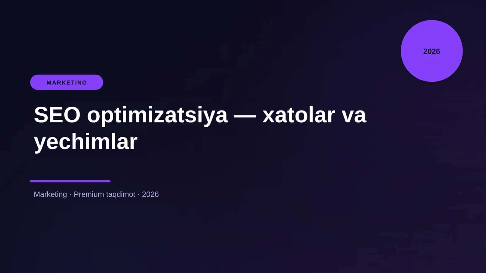 SEO optimizatsiya — xatolar va yechimlar