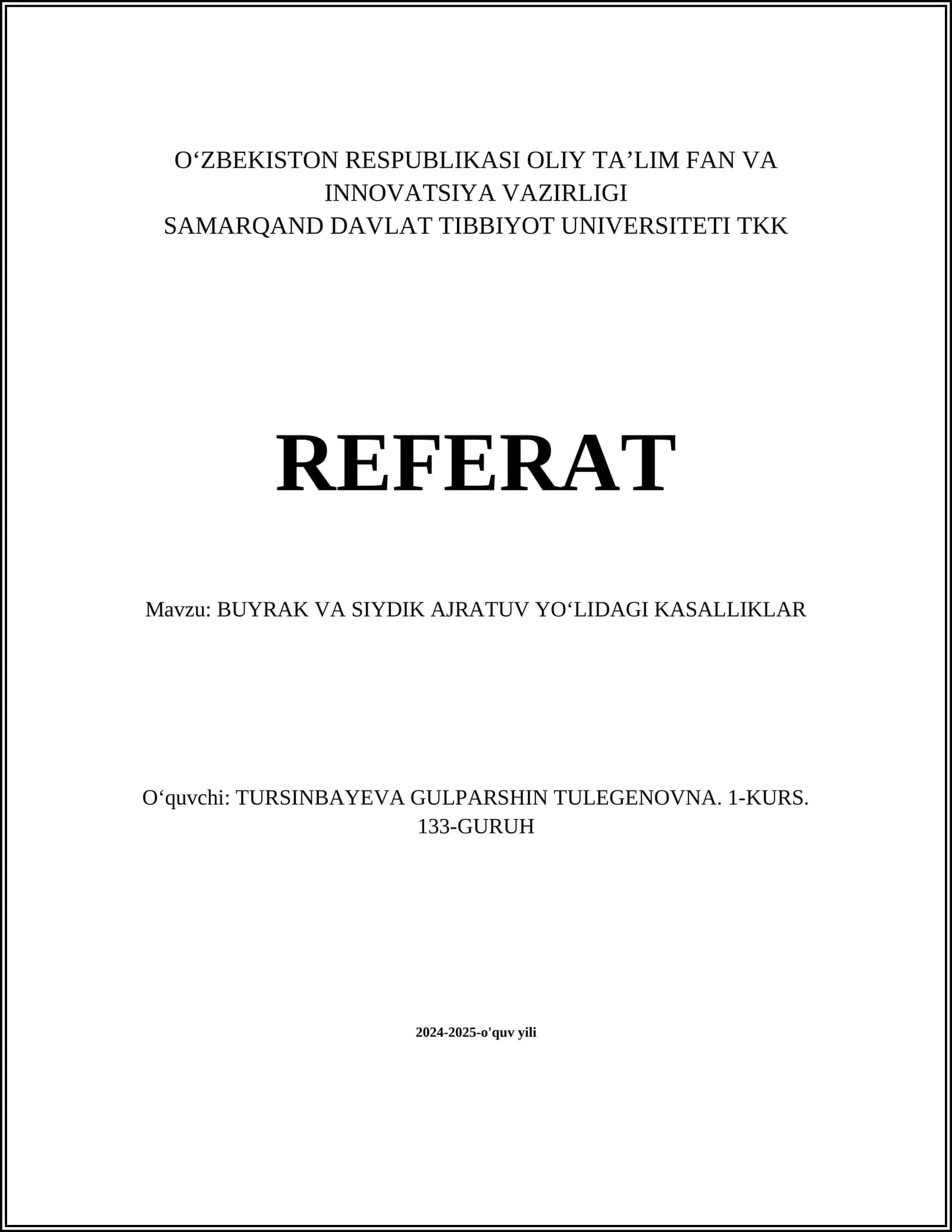 Buyrak toshlari kasalligi