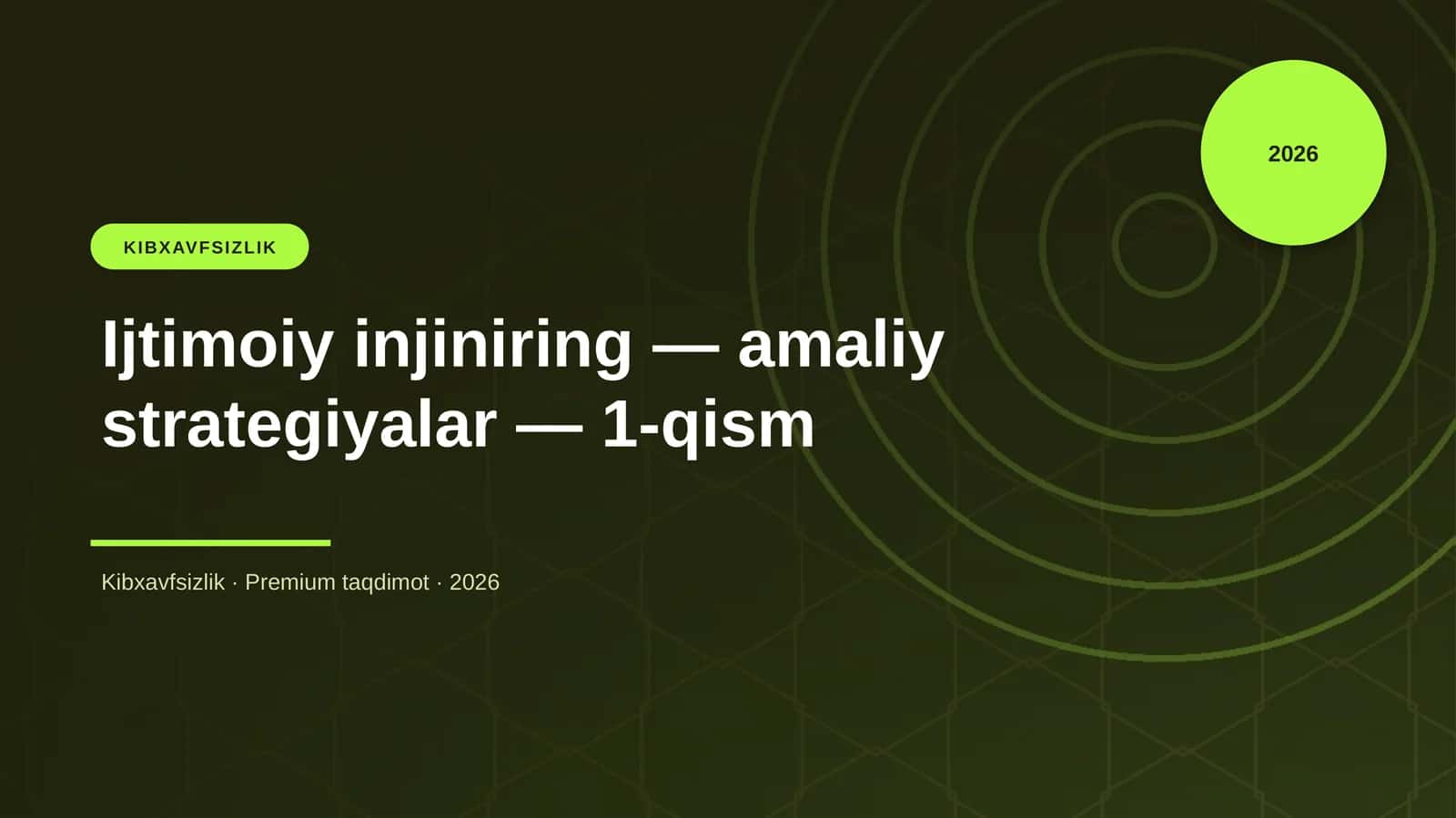 Ijtimoiy injiniring — amaliy strategiyalar — 1-qism