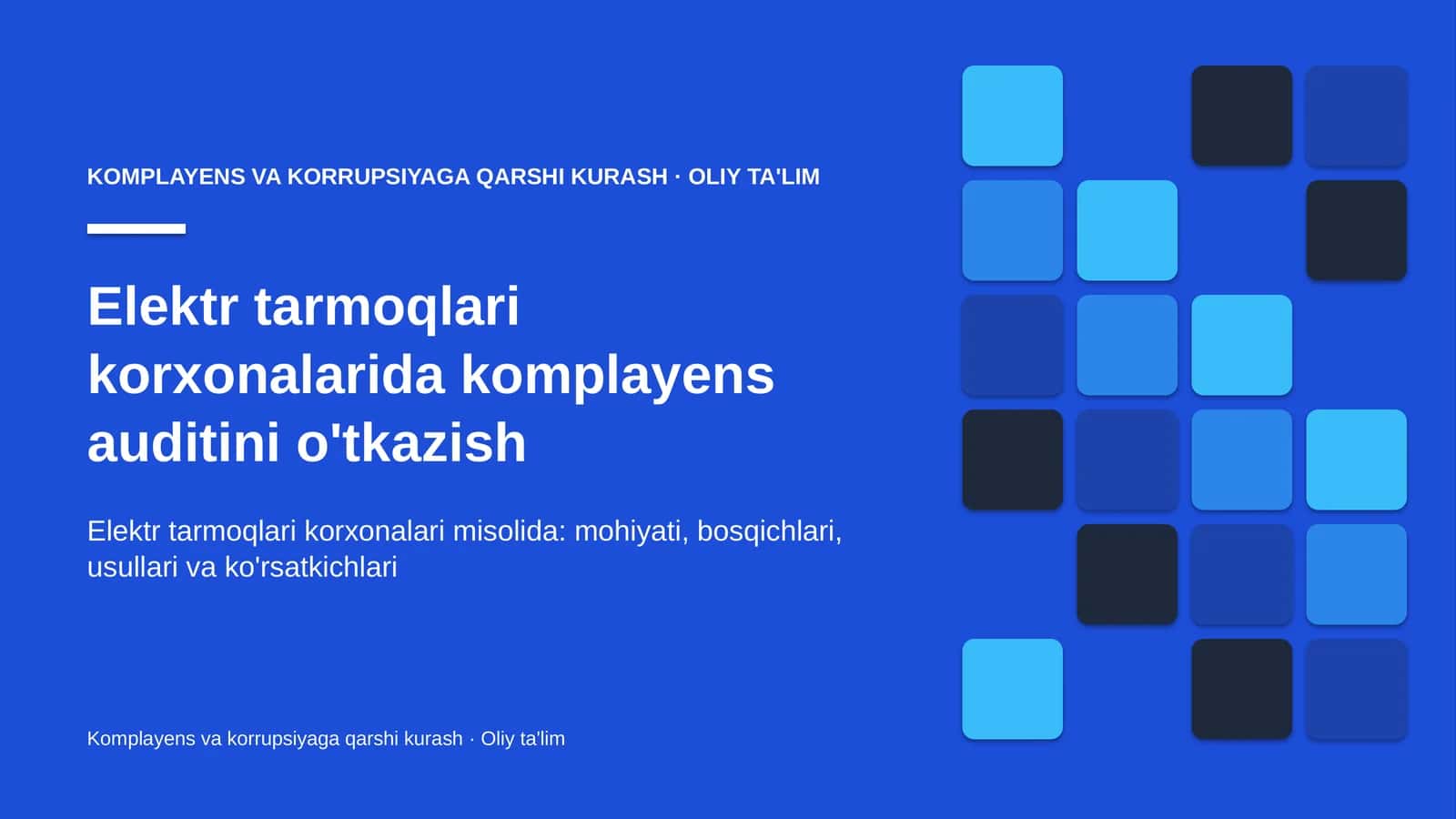 elektr tarmoqlari korxonalarida komplayens auditini o'tkazish 9674