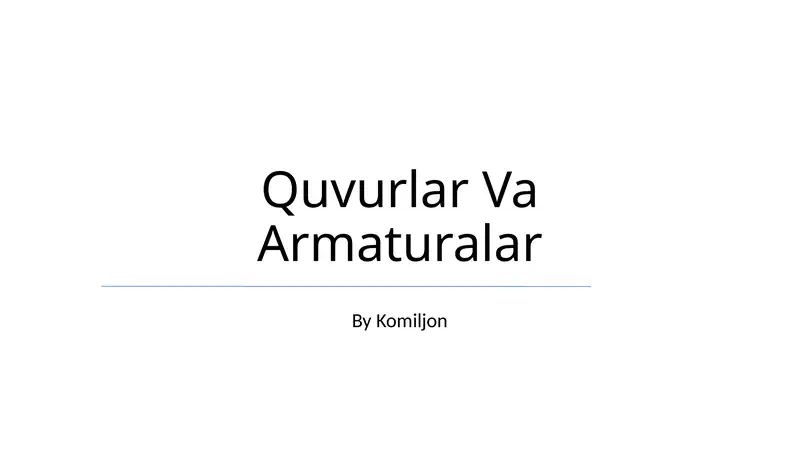 Quvurlar Va Armaturalar