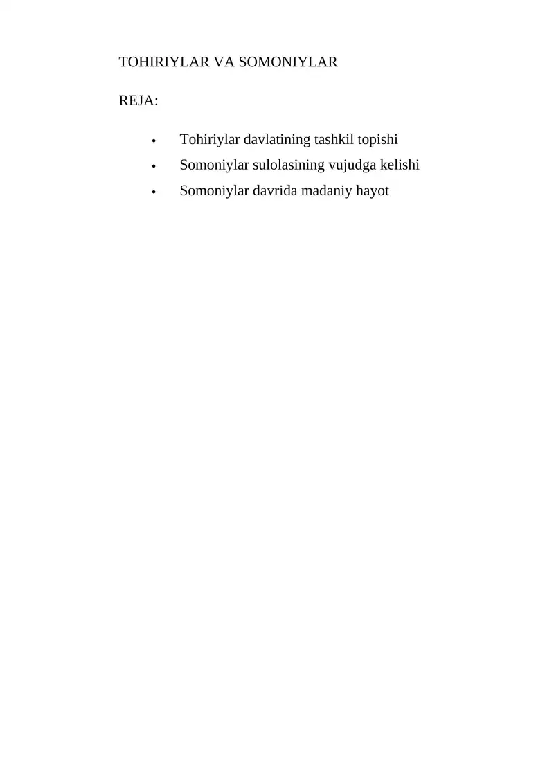 Tohiriylar va Somoniylar