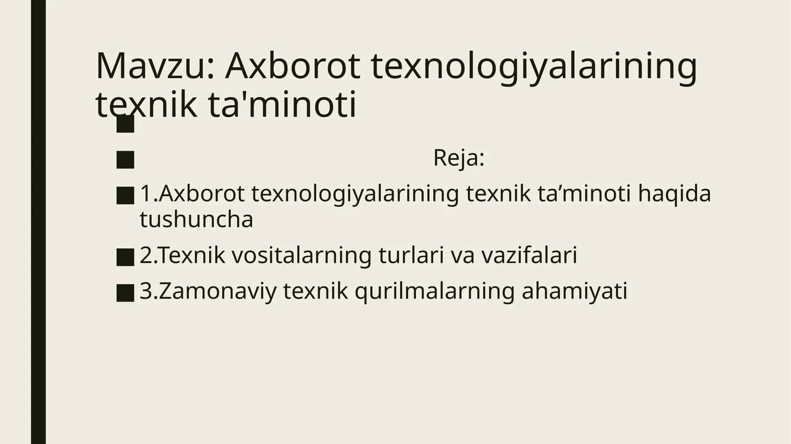 Axborot texnologiyalarining texnik ta'minoti