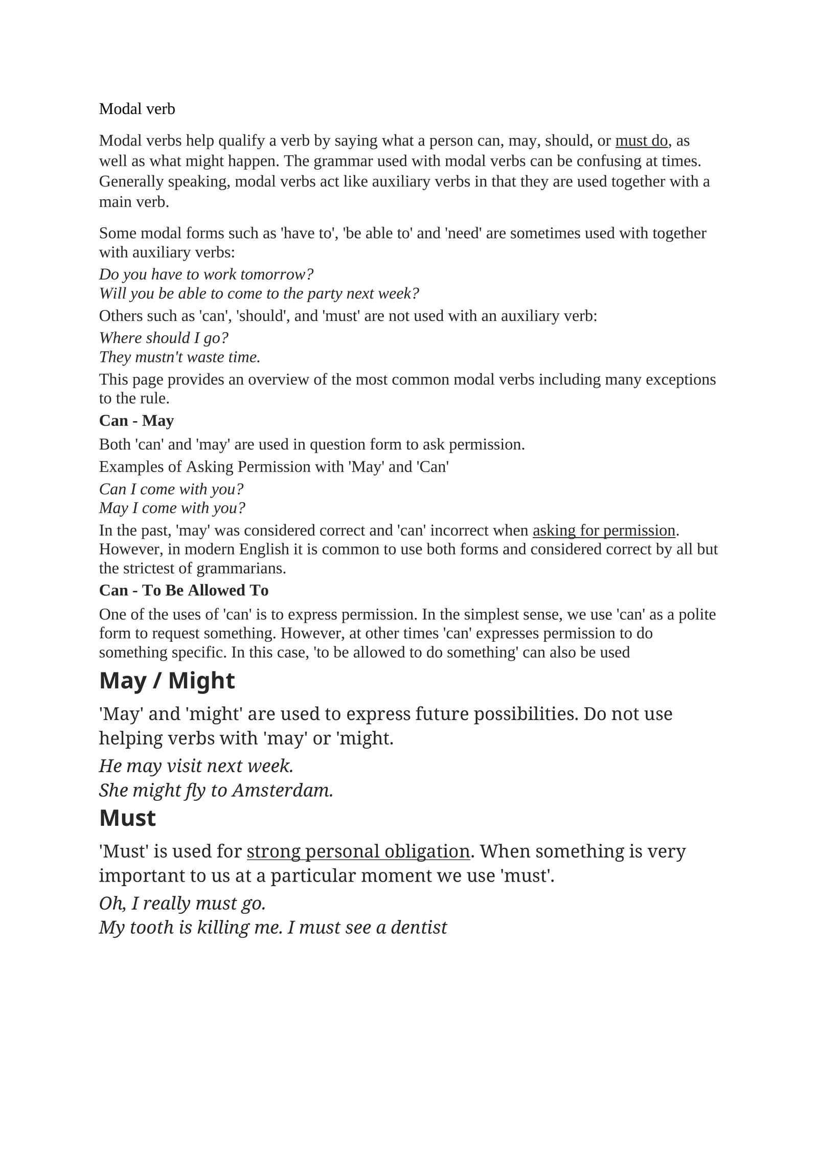 Modal verb