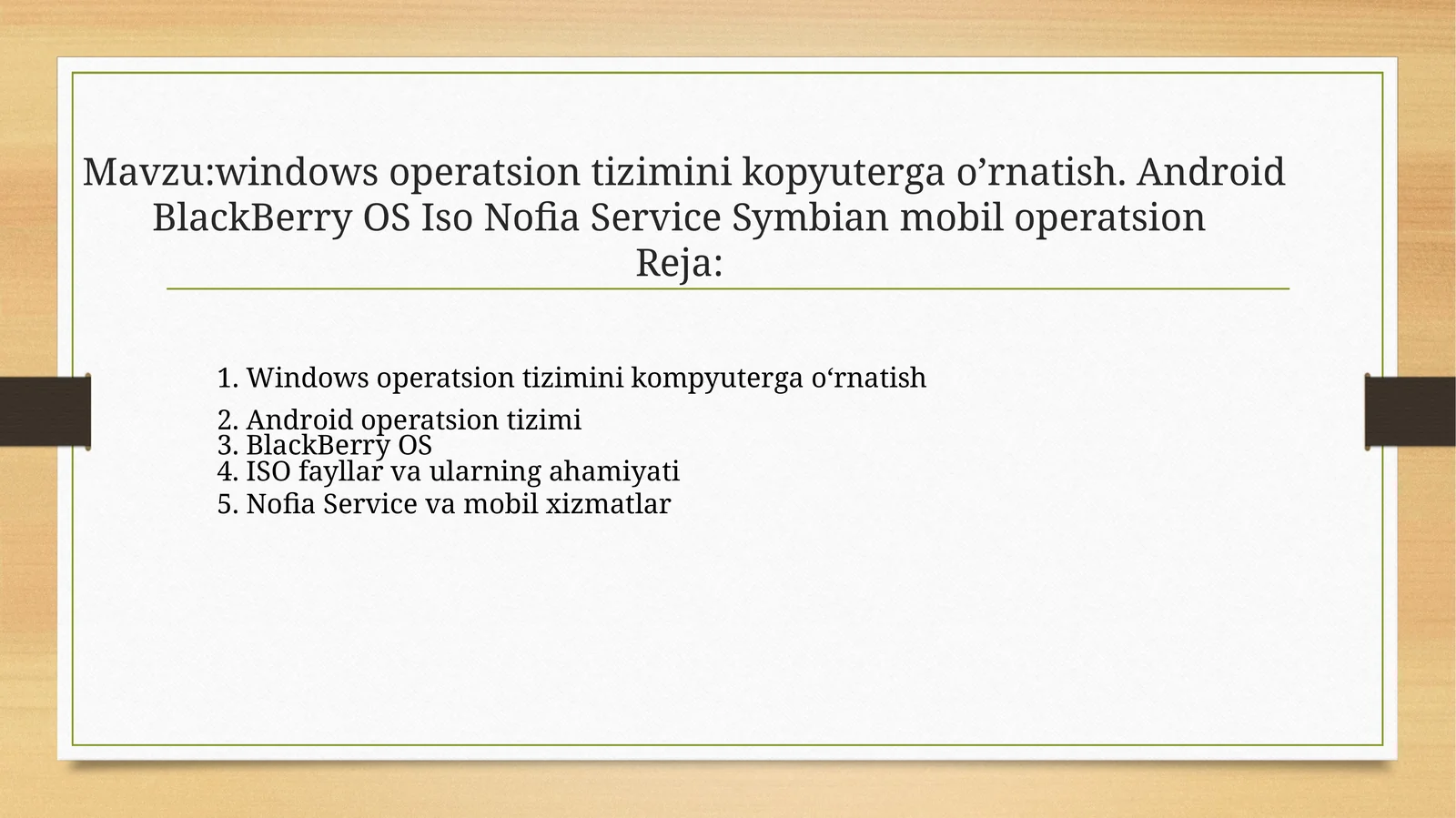 windows operatsion tizimini kompyuterga o‘rnatish