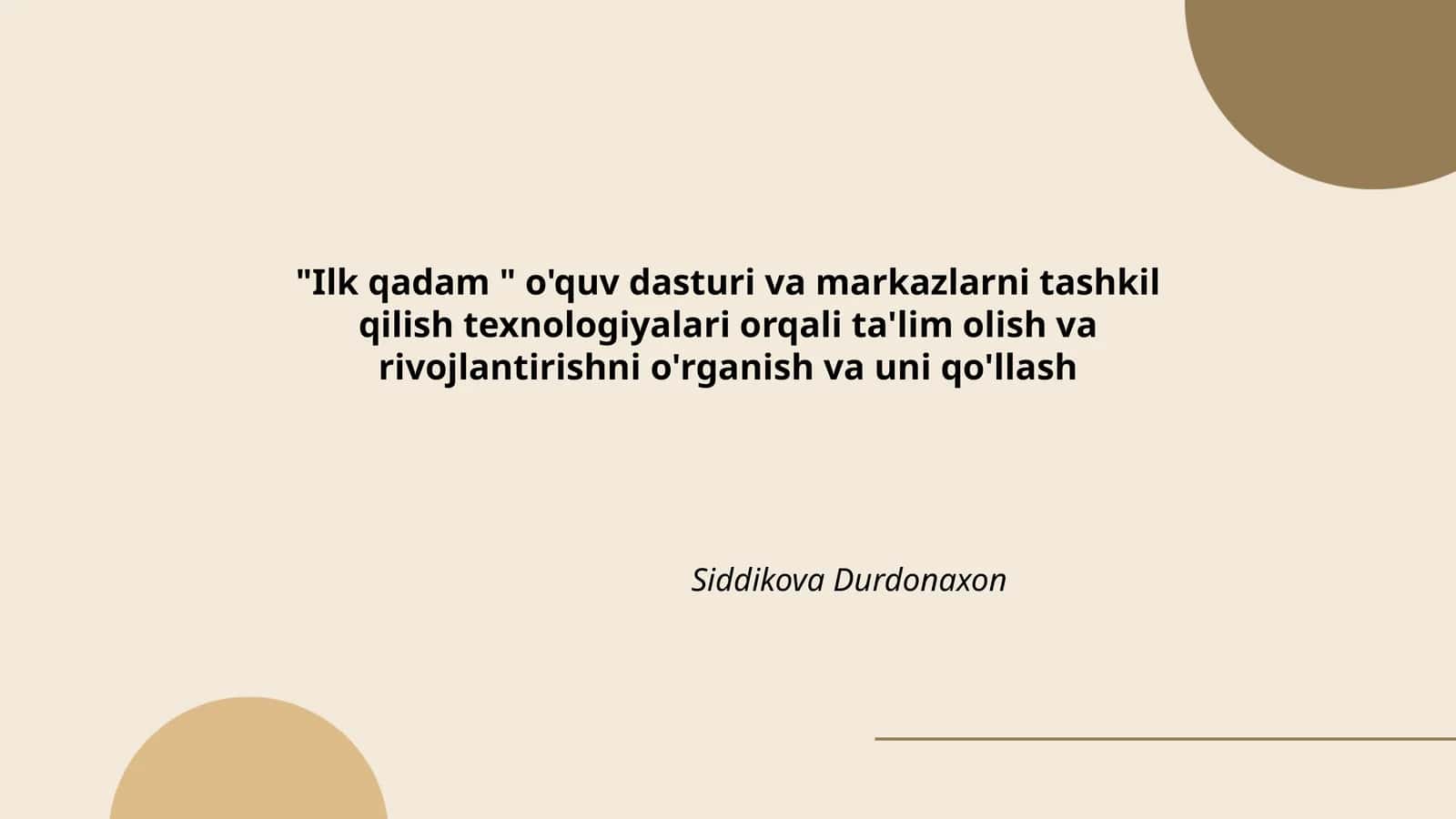 Ilk qadam o‘quv dasturi