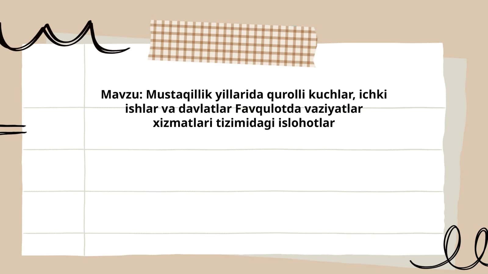 Mustaqillik yillarida qurolli kuchlar, ichki ishlar va davlatlar Favqulotda vaziyatlar xizmatlari tizimidagi islohotlar