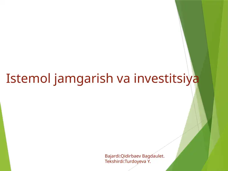 Istemoljamgarish va investitsiya